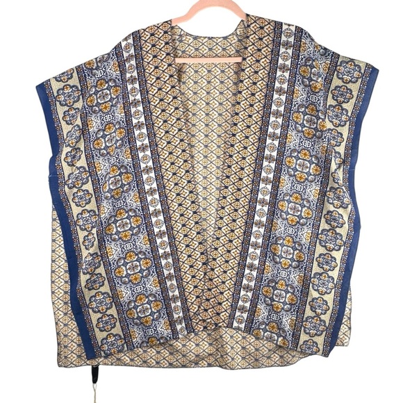 Justin & Taylor Blue and Orange Boho Patterned Kimono OS - Picture 5 of 6